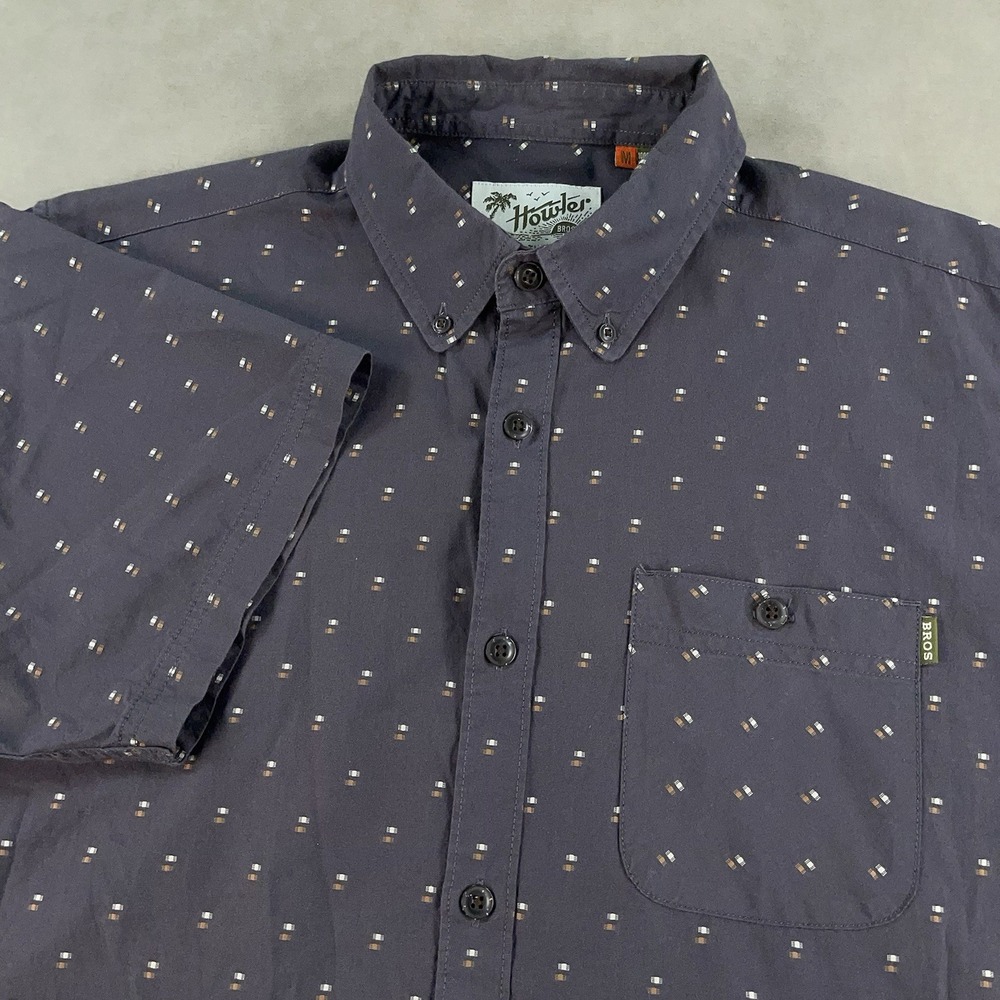 Howler Bros Shirt Mens Medium Gray Short Sleeve Button Up Cotton Casual *READ - Picture 3 of 13
